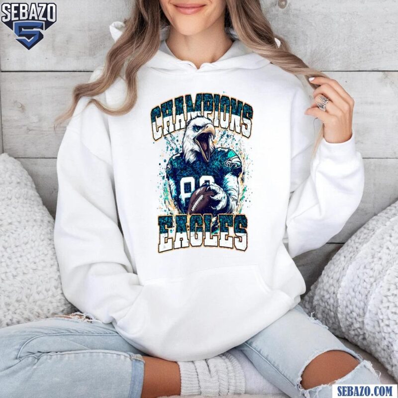 Vintage Glitter Champions Eagles Football Mascot Shirt hoodie