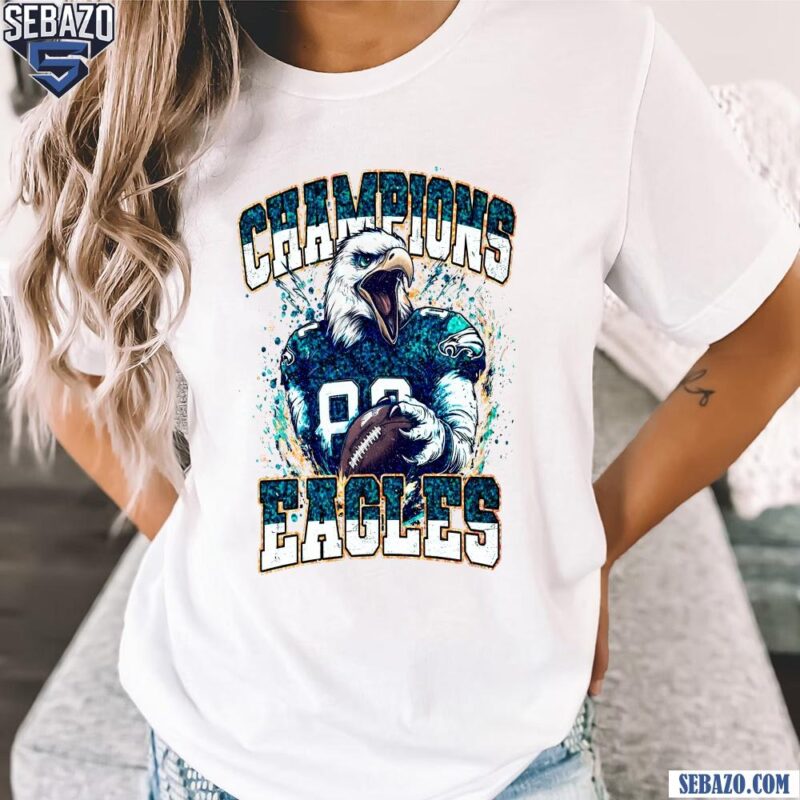 Vintage Glitter Champions Eagles Football Mascot Shirt t-shirt