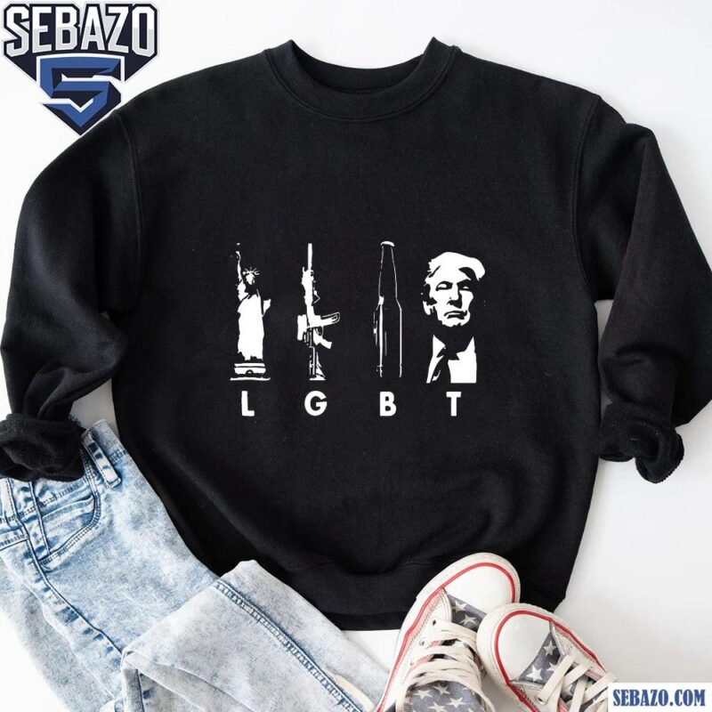 Vintage Lgbt Liberty Gun Beer Trump Shirt sweatshirt