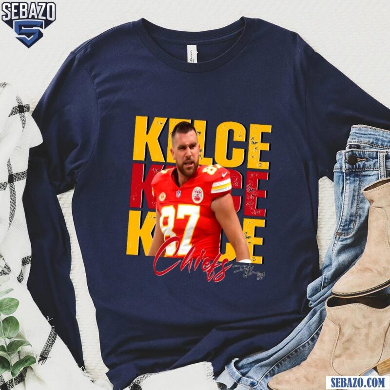 Vintage Travis Kelce 87 Kansas City Chiefs Football Players Shirt long sleeved