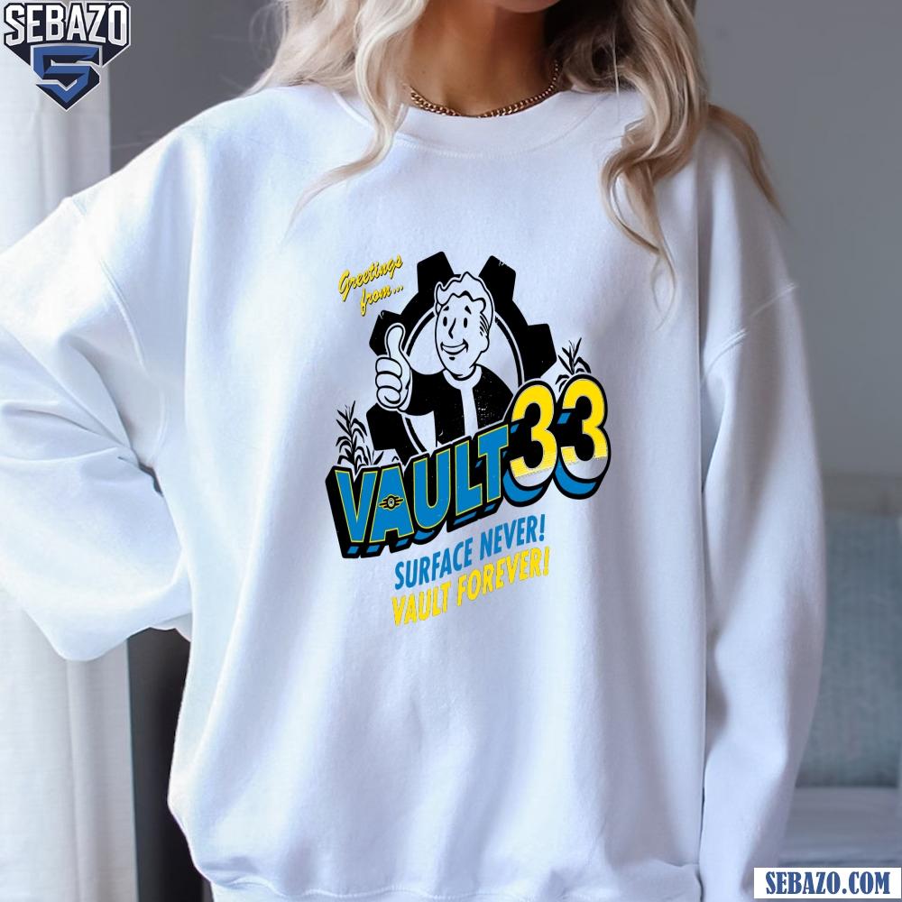 Fallout Greetings From Vault 33 Surface Never Vault Forever Shirt