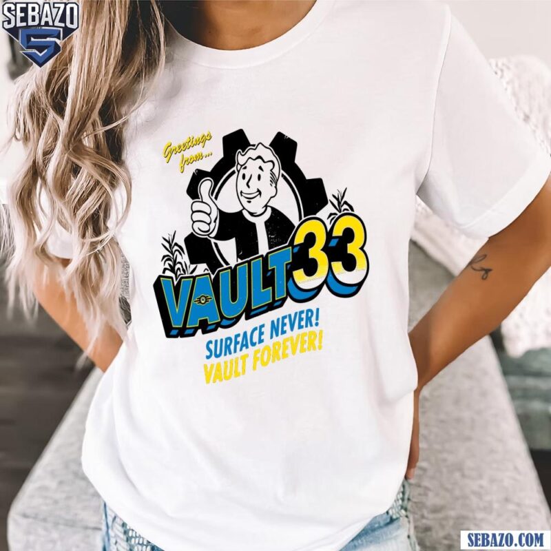Fallout Greetings From Vault 33 Surface Never Vault Forever Shirt