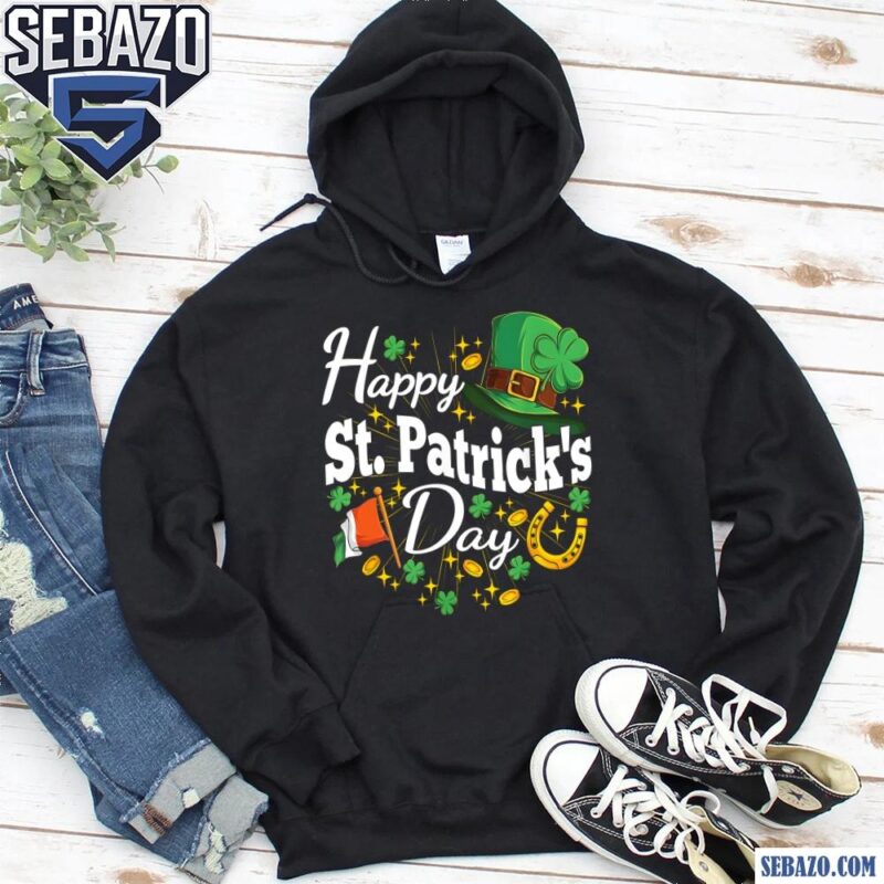 Happy St Patricks Day Shamrock Hat Irish Flag Shirt hoodie