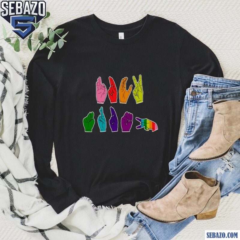 Lgbt Color Fuck Trump Hand Sign Language Shirt long sleeved