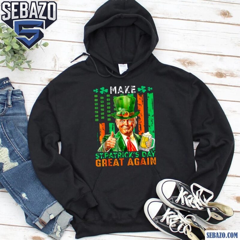 Make St Patricks Day Great Again Funny Shamrock Beer American Flag Shirt hoodie