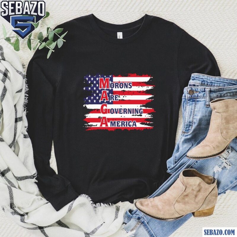 Morons Are Governing America Usa Flag Shirt long sleeved