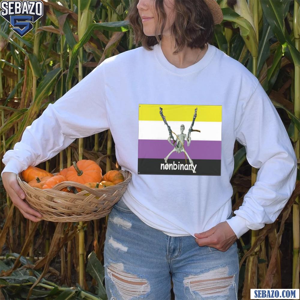 Nonbinary Skeleton Warrior Flag Shirt
