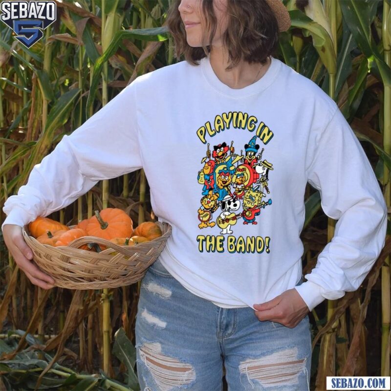Playing In The Band Cartoon Character Shirt long sleeved