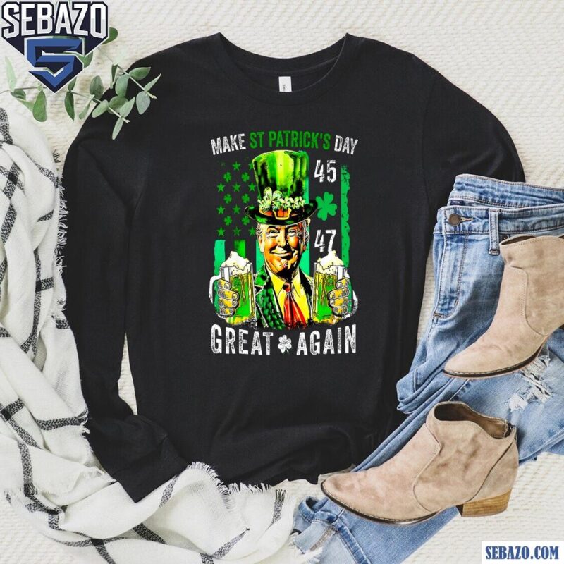 Retro 90S Trump Make St Patricks Day Great Again 45 47 Shirt long sleeved