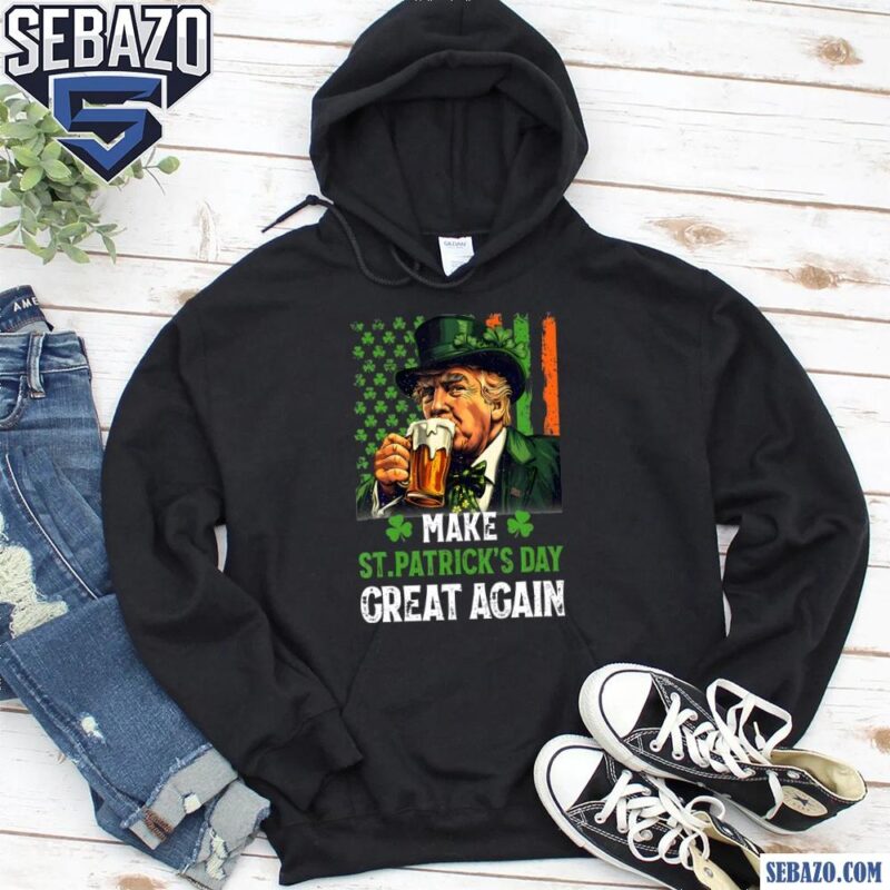 Retro Make Saint Patricks Day Great Again Trump Drinking Beer Shirt hoodie