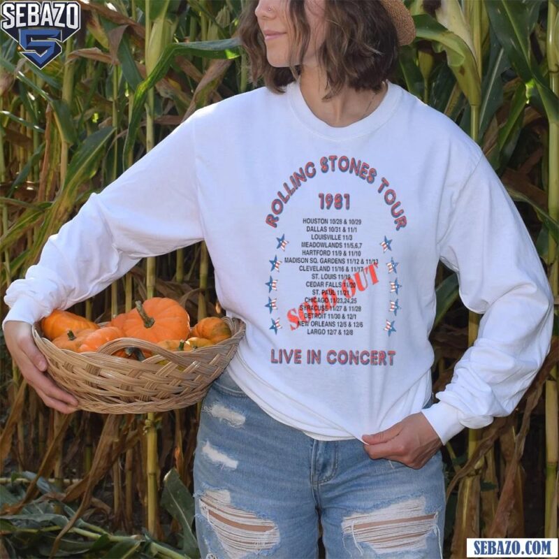 Retro Rolling Stones Tour 1981 Live In Concert Shirt long sleeved
