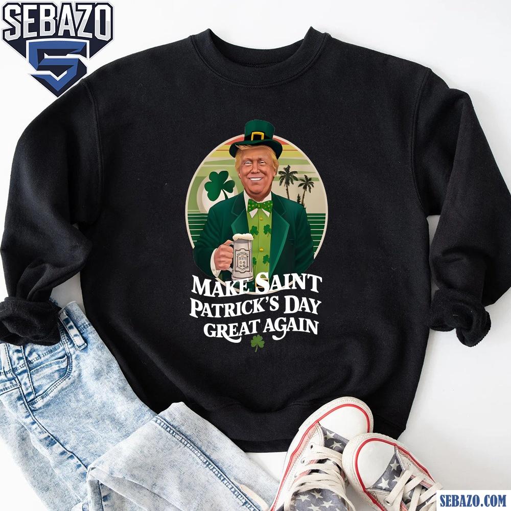 Retro Sunset Funny Trump Make St Patricks Day Great Again Shirt