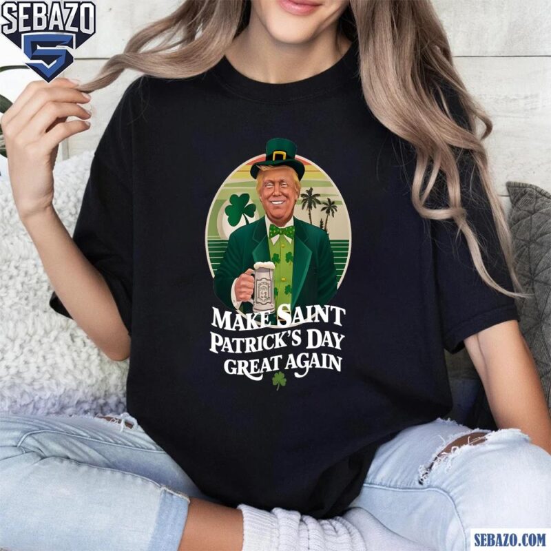 Retro Sunset Funny Trump Make St Patricks Day Great Again Shirt t-shirt