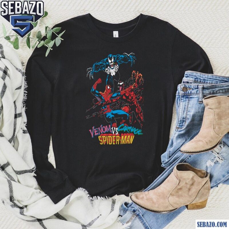 Retro Venom Vs Carnage And Spider Man Shirt long sleeved