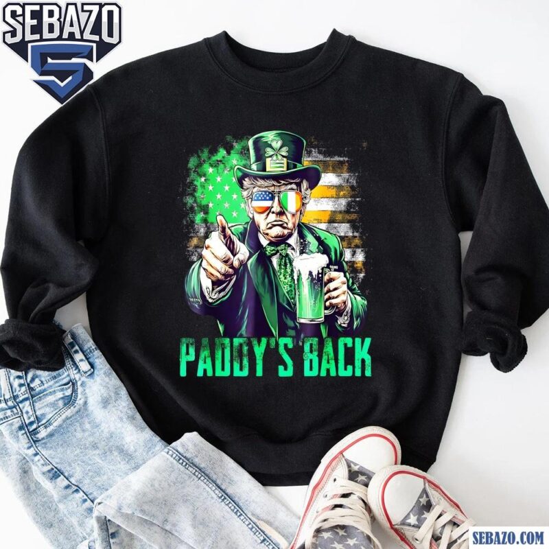 Retro Vintage Paddys Back Irish Trump American Flag Shirt sweatshirt