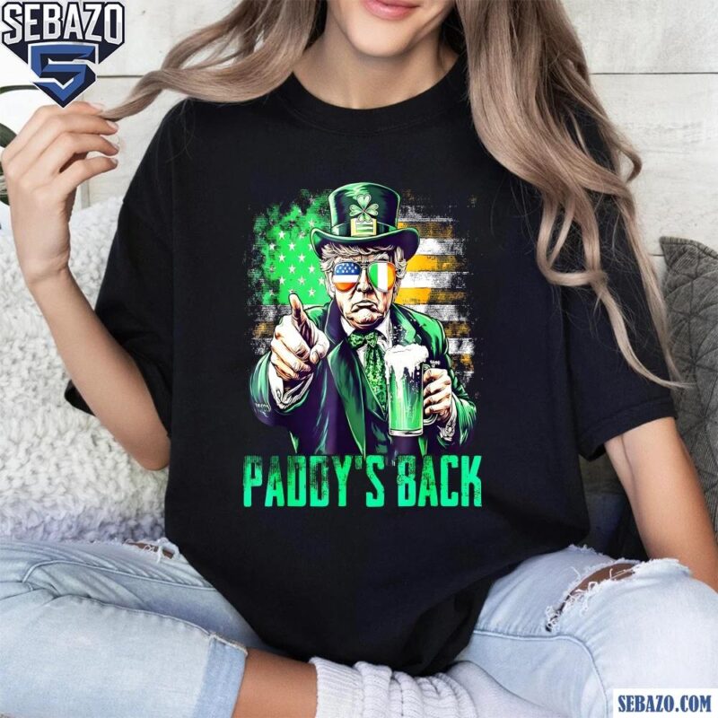Retro Vintage Paddys Back Irish Trump American Flag Shirt t-shirt