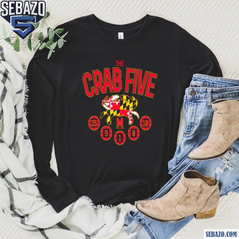 The Crab Five Crab Flag Maryland Basketball Shirt long sleeved