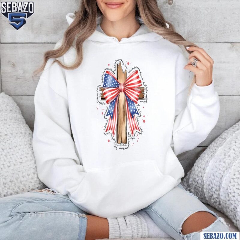 American Flag Cross With Coquette Bow Faith And Freedom Shirt hoodie
