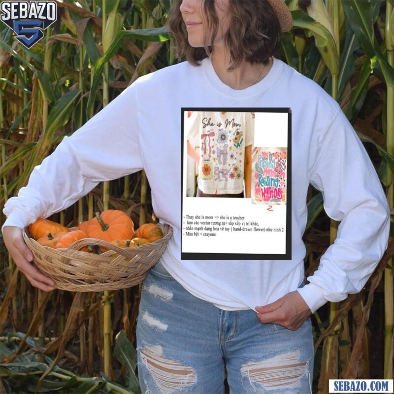 Boho Floral Teacher Life Wildflowers Shirt long sleeved