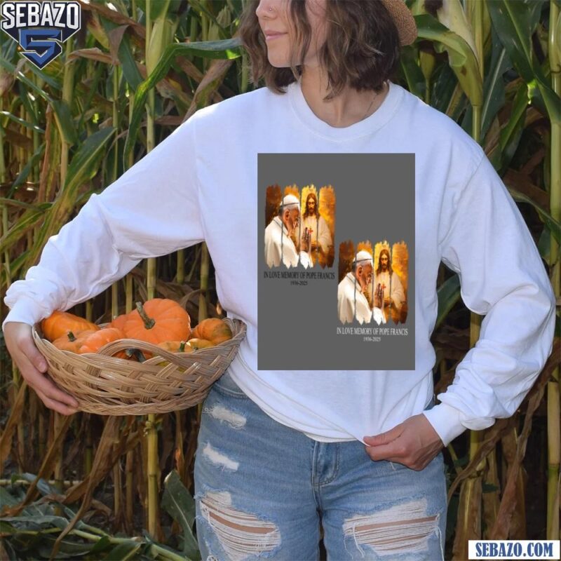 Brushstroke Pope Francis Rest In Peace Religious Tribute Shirt long sleeved