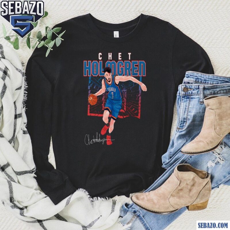 Chet Holmgren Oklahoma City Thunder Shattered Signature Shirt long sleeved