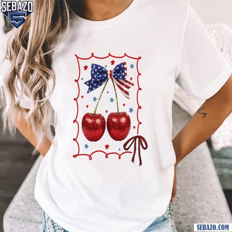 Coquette Cherry 4Th Of July Independence Day Bow Shirt t-shirt
