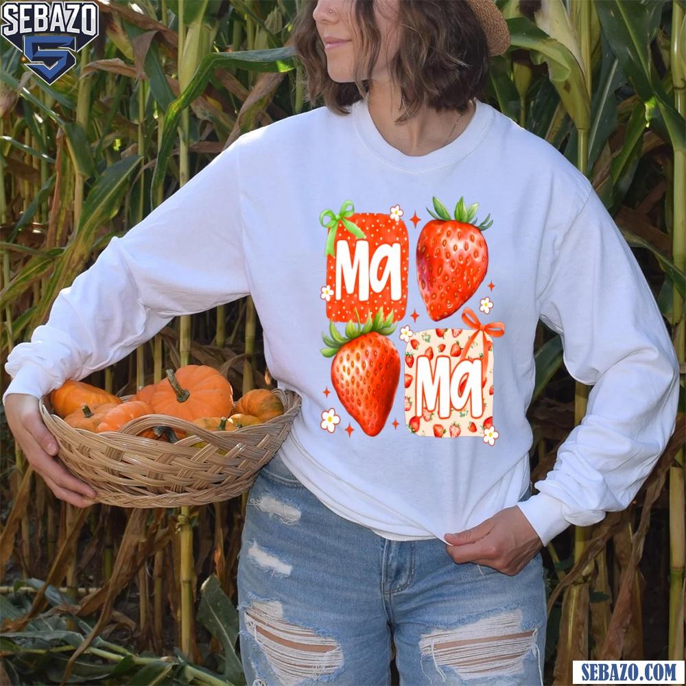 Coquette Mama Strawberry Cute Floral Mothers Day Shirt