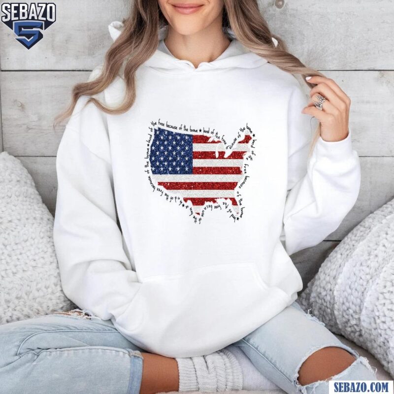 Faux Sequin America Map Land Of The Free 4Th Of July Shirt hoodie