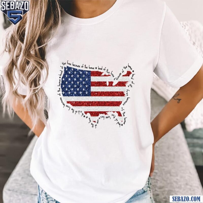 Faux Sequin America Map Land Of The Free 4Th Of July Shirt t-shirt