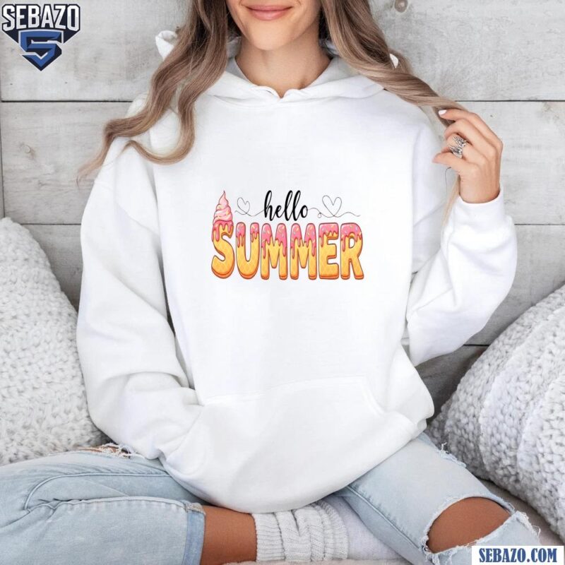Funny Retro Hello Summer Ice Cream Drip Shirt hoodie