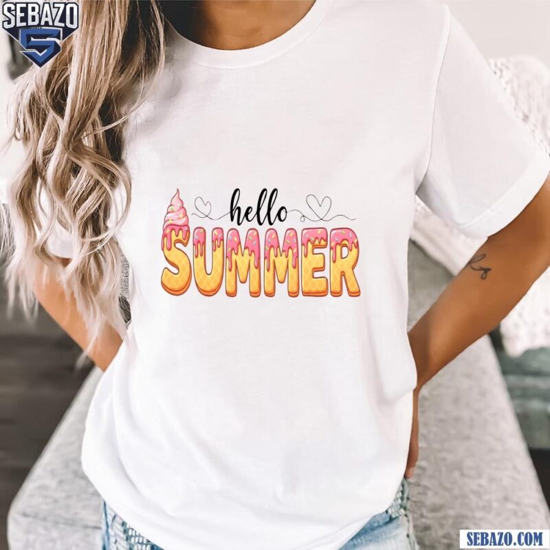 Funny Retro Hello Summer Ice Cream Drip Shirt t-shirt