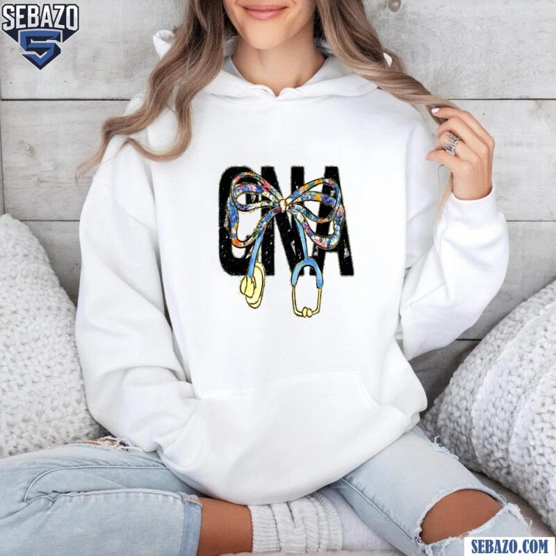 Glitter Floral Cna Nurse Coquette Stethoscope Bow Shirt hoodie