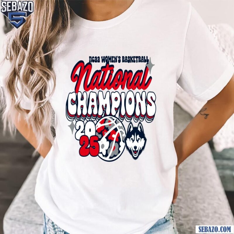 Groovy Floral National Champions 2025 Uconn Huskies Shirt t-shirt