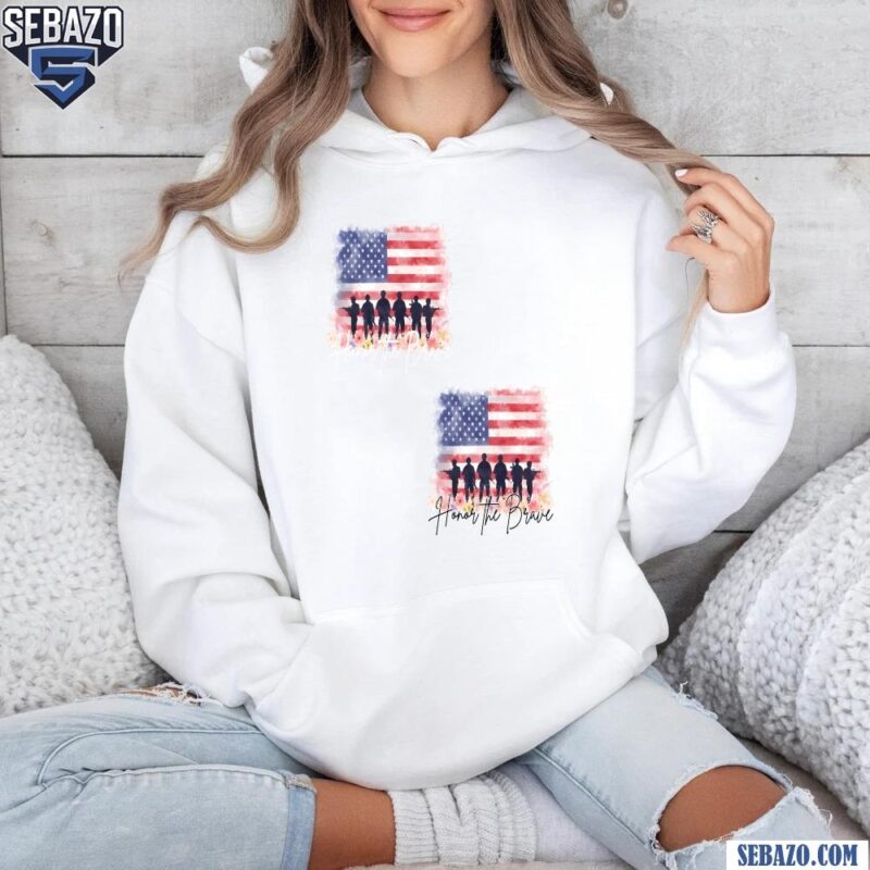 Honor The Brave Memorial Day Watercolor Flag Shirt hoodie