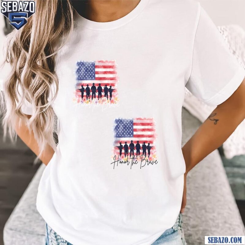 Honor The Brave Memorial Day Watercolor Flag Shirt t-shirt