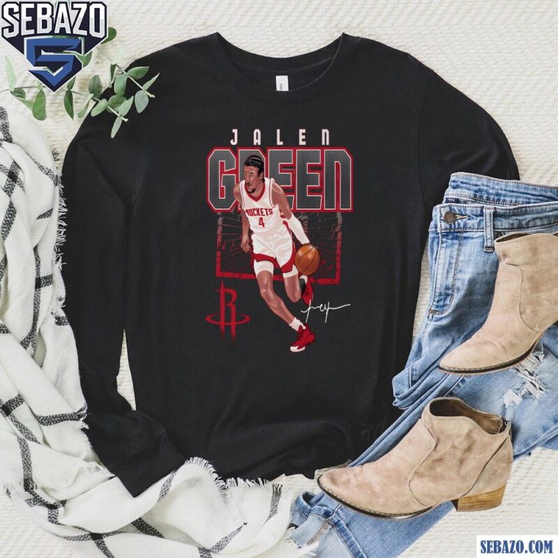 Jalen Green Houston Rockets Shattered Signature Shirt long sleeved