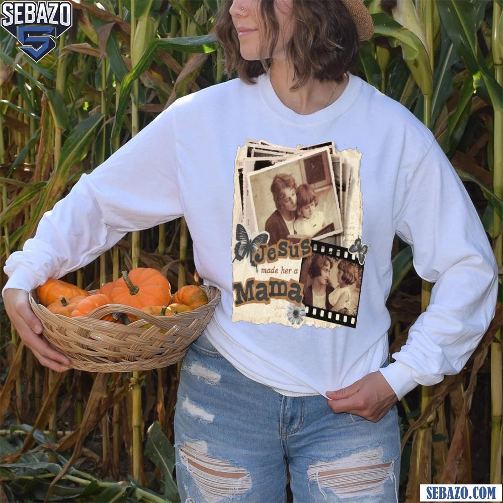 Jesus Made Her A Mama Christian Retro Scrapbook Aesthetic Shirt