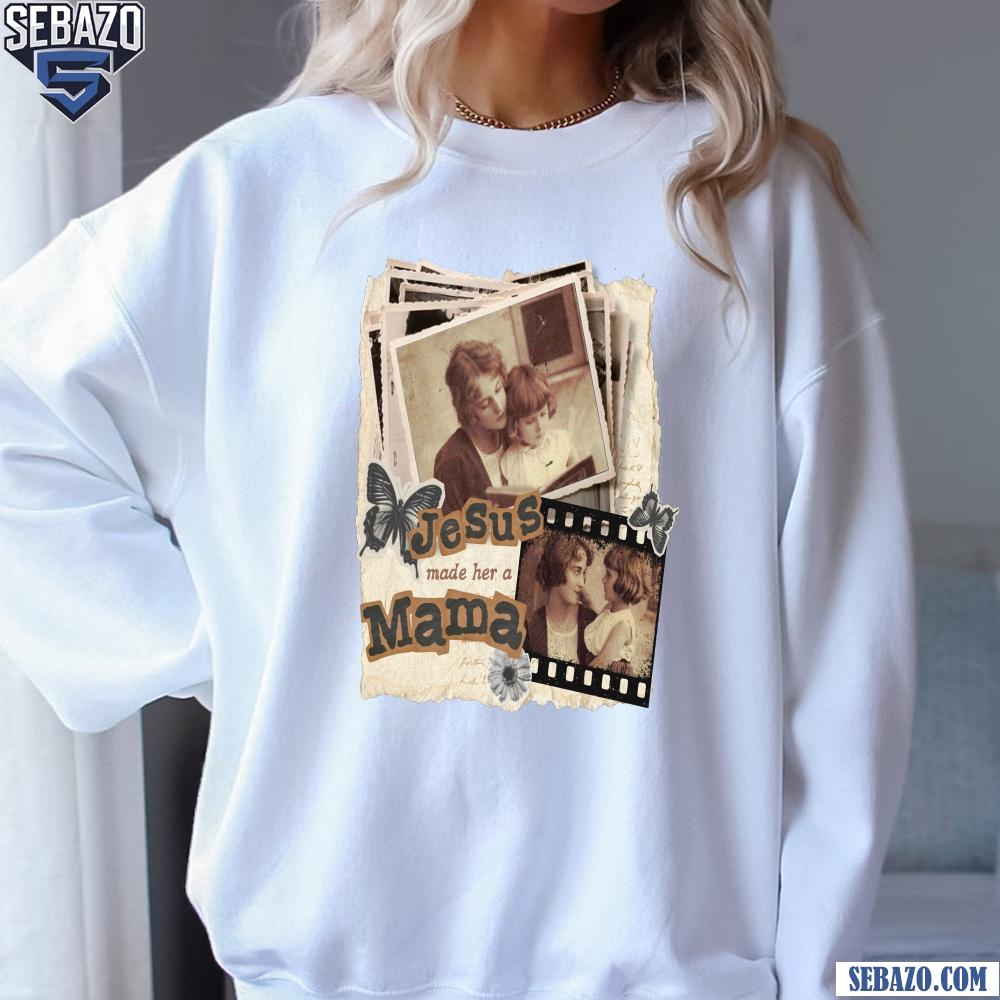 Jesus Made Her A Mama Christian Retro Scrapbook Aesthetic Shirt