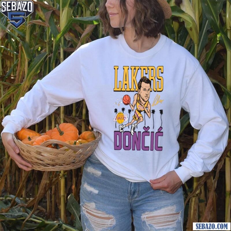Lakers Doncic Dribble Palms Caricature Shirt long sleeved