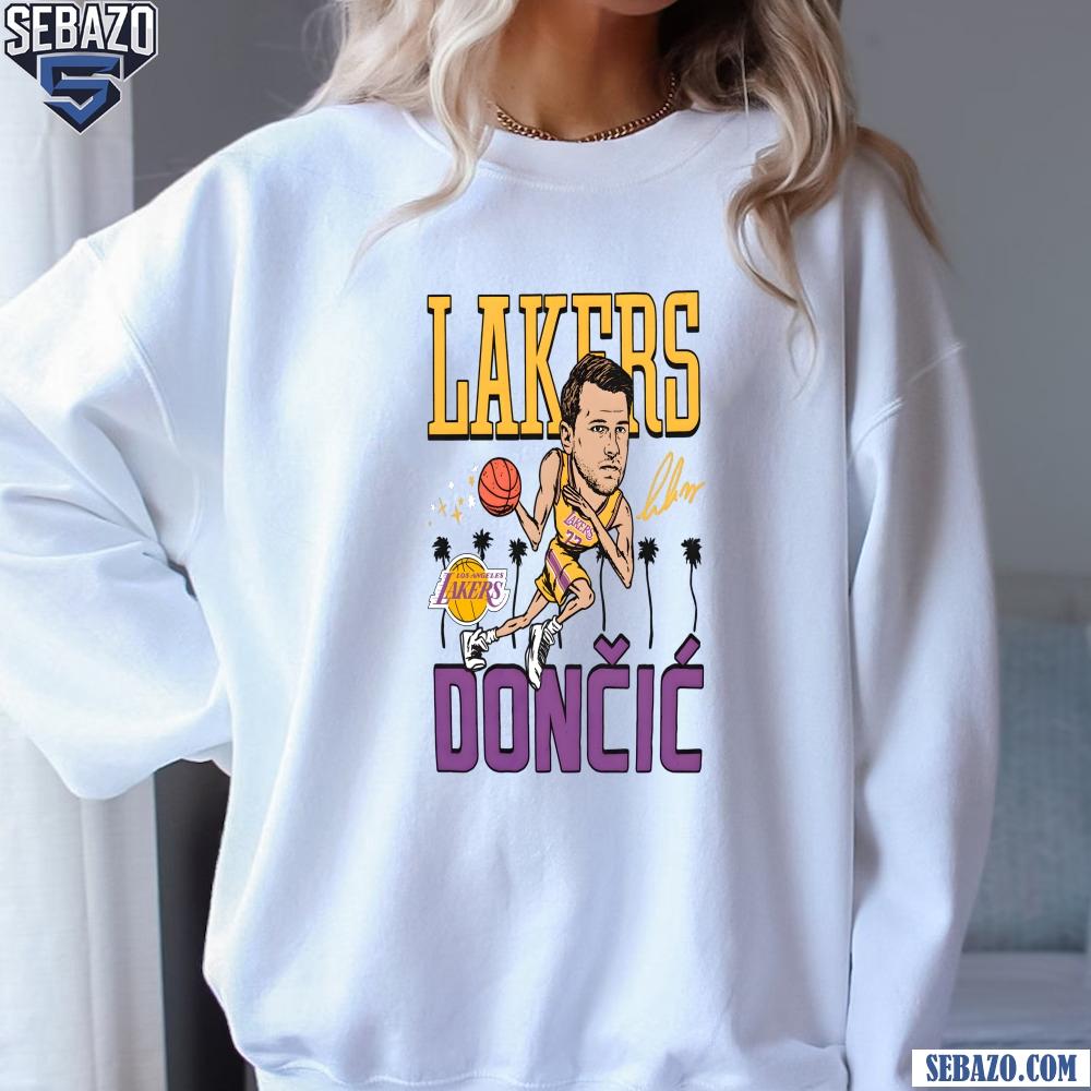 Lakers Doncic Dribble Palms Caricature Shirt