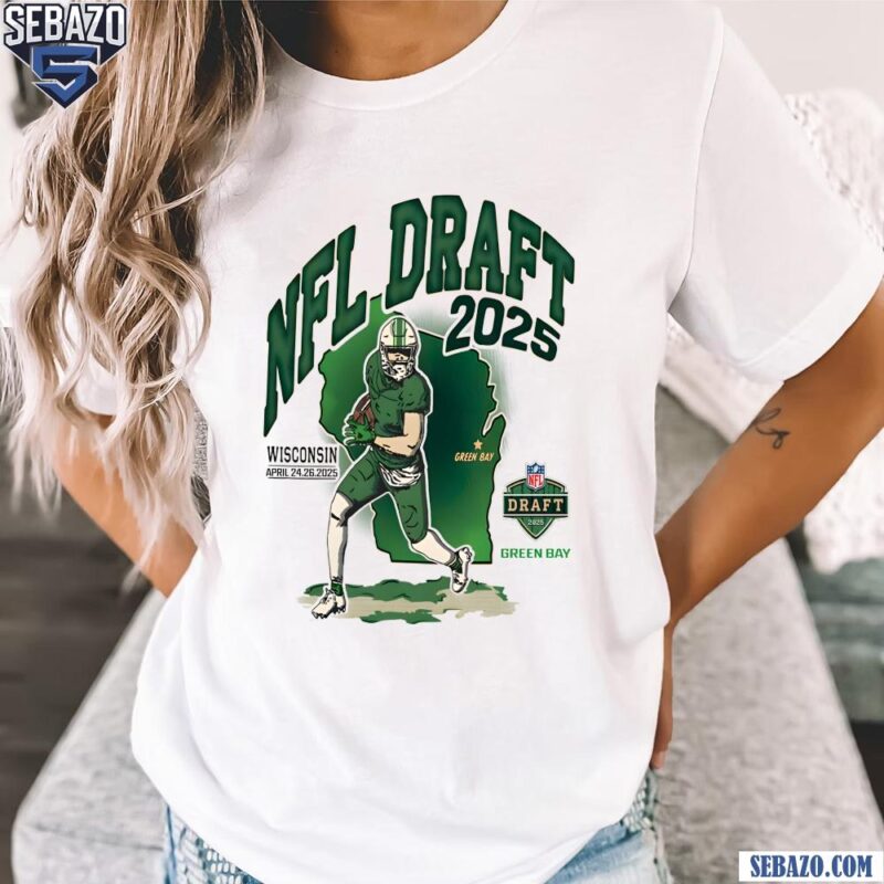 Nfl Draft 2025 Wisconsin Green Bay Map Football Player Shirt t-shirt