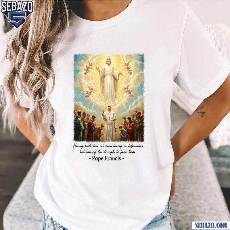 Pope Francis Heaven Scene Jesus And Pope Catholic Art Shirt t-shirt