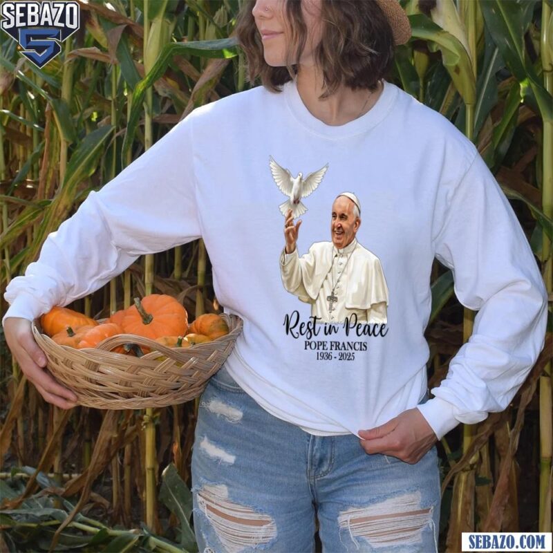 Pope Francis With Dove Rest In Peace Catholic Shirt long sleeved