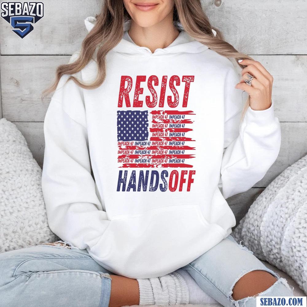 Resist Hands Off Anti Trump American Flag Shirt