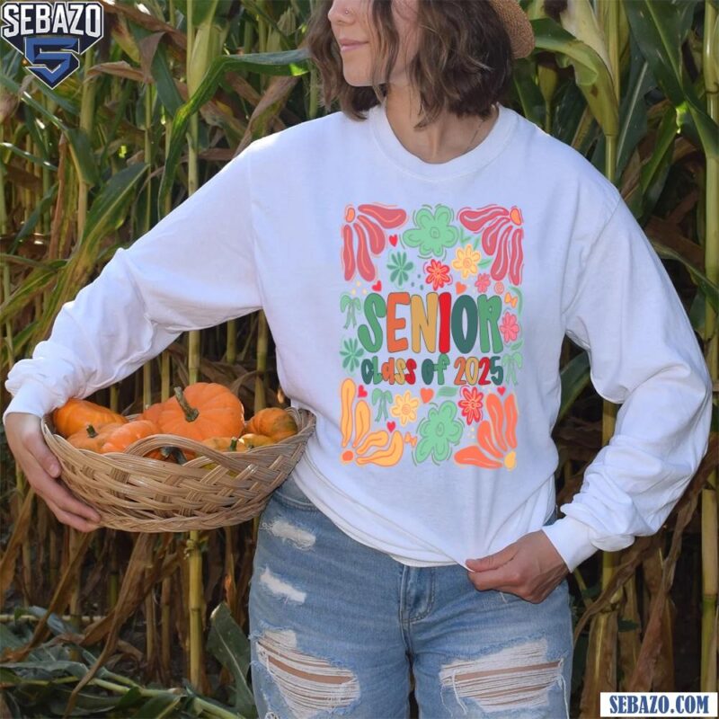 Retro Floral Graduation Senior 2025 Celebration Summer Shirt long sleeved