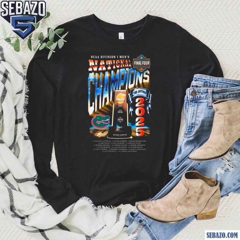 Retro Florida Mens Basketball Nation Champion 2025 Trophy Shirt long sleeved