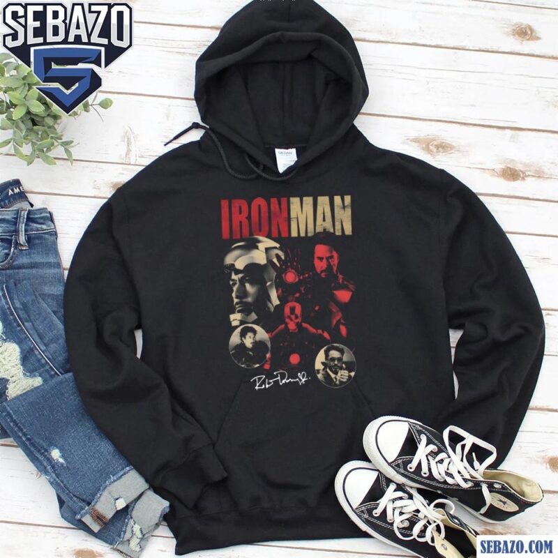 Retro Marvel Iron Man Robert Downey Jr Signature Shirt hoodie