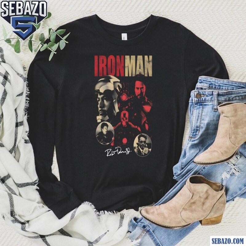Retro Marvel Iron Man Robert Downey Jr Signature Shirt long sleeved