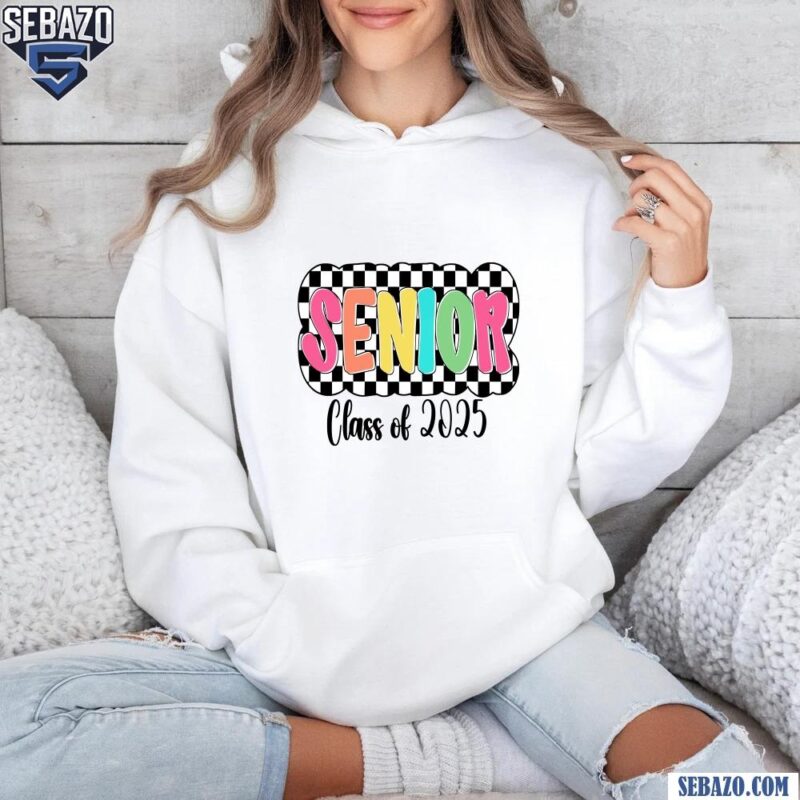 Senior 2025 Retro Bright Checkered Graduation Shirt hoodie