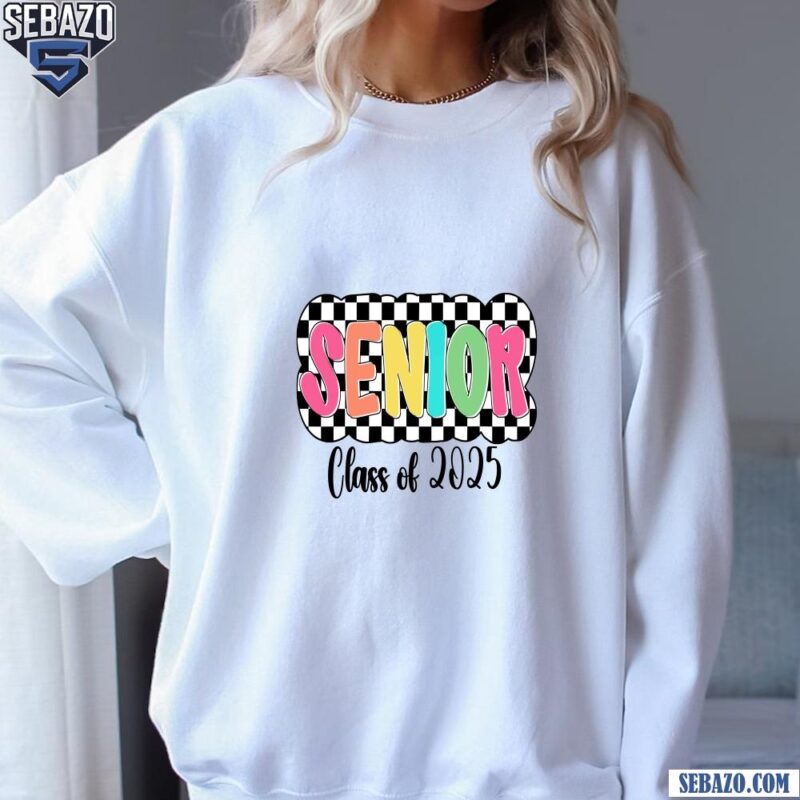 Senior 2025 Retro Bright Checkered Graduation Shirt sweatshirt